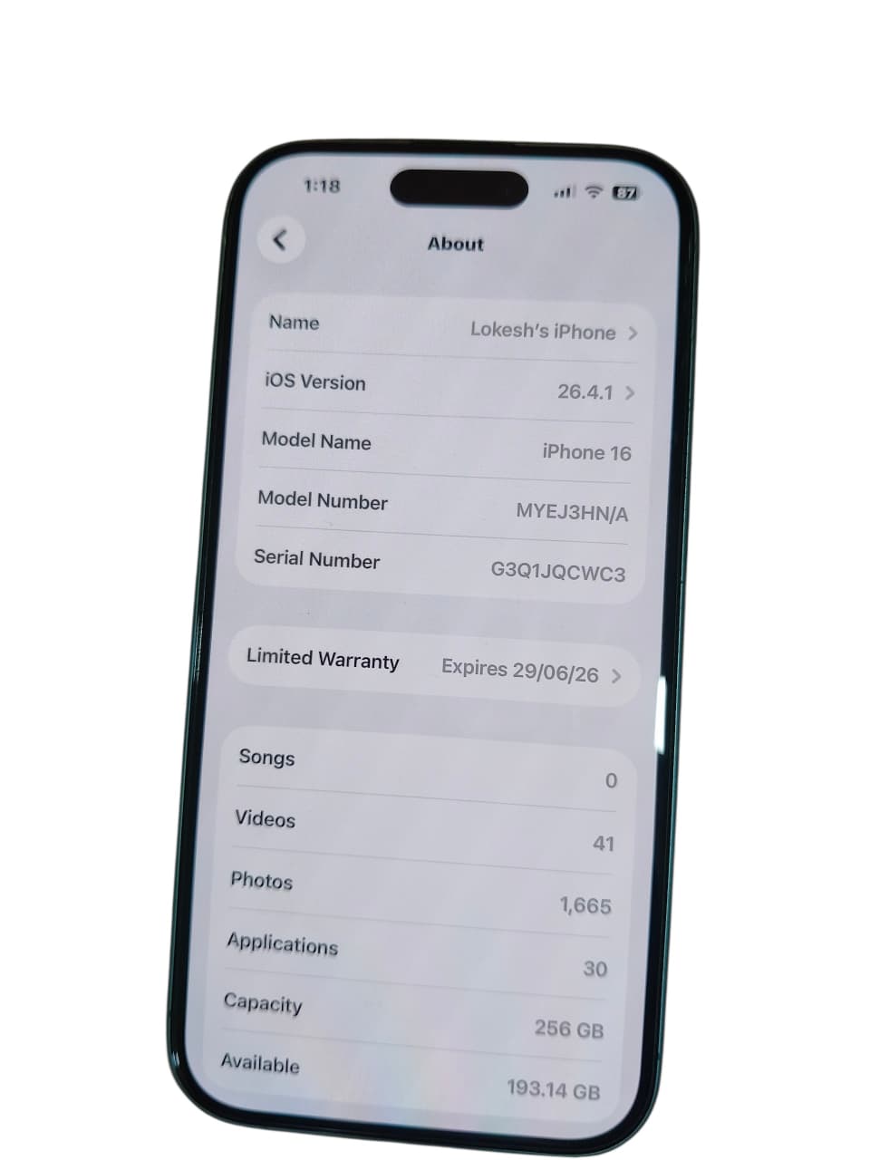 Iphone 16 Used 256GB