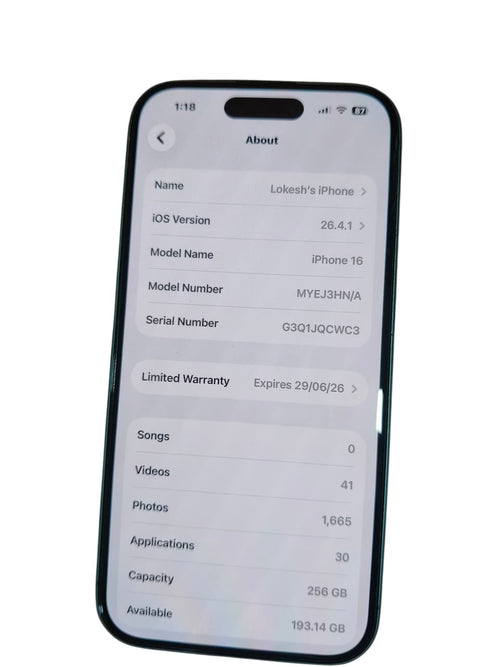 Iphone 16 Used 256GB